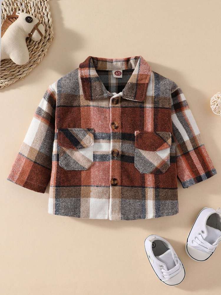  Plaid Long Sleeve Collar Baby Jackets  Coats 4720