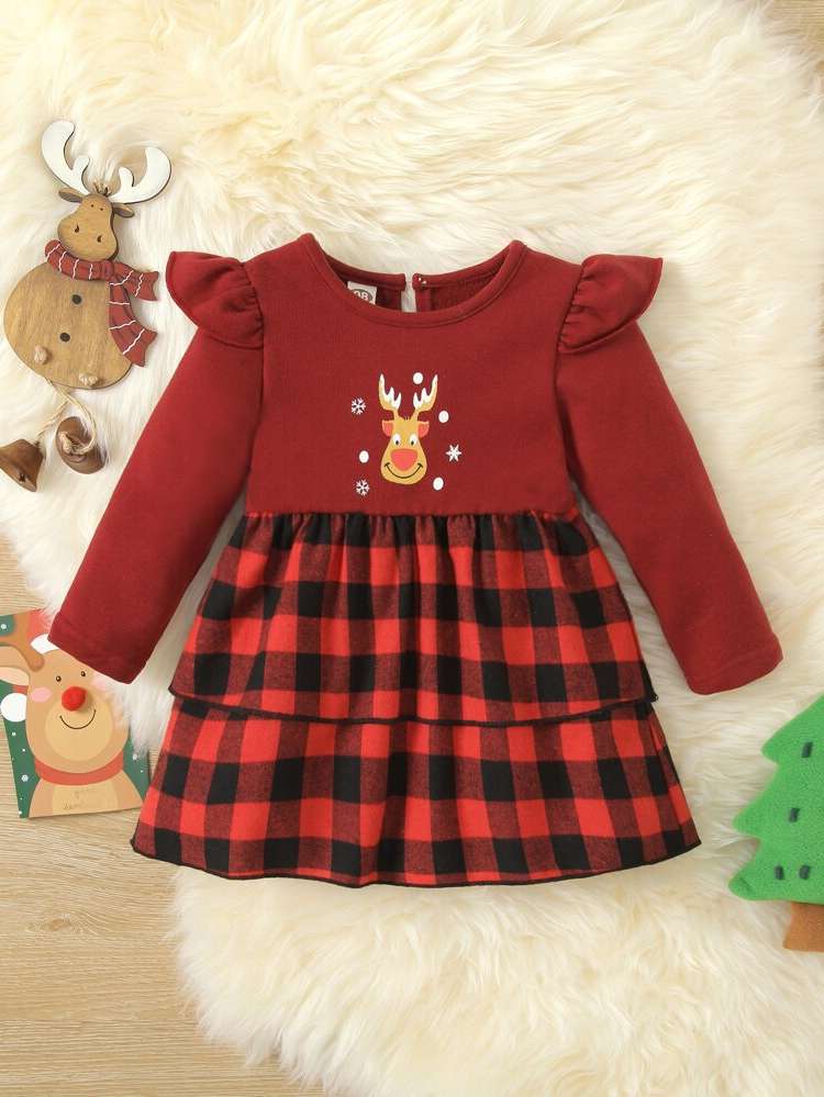 Short Cute Multicolor Long Sleeve Baby Dresses 4611