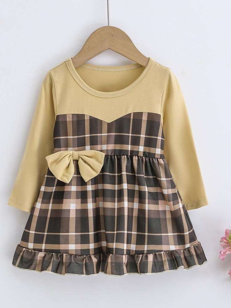 Long Sleeve Ruffle Hem Short Cute Baby Clothing 2340