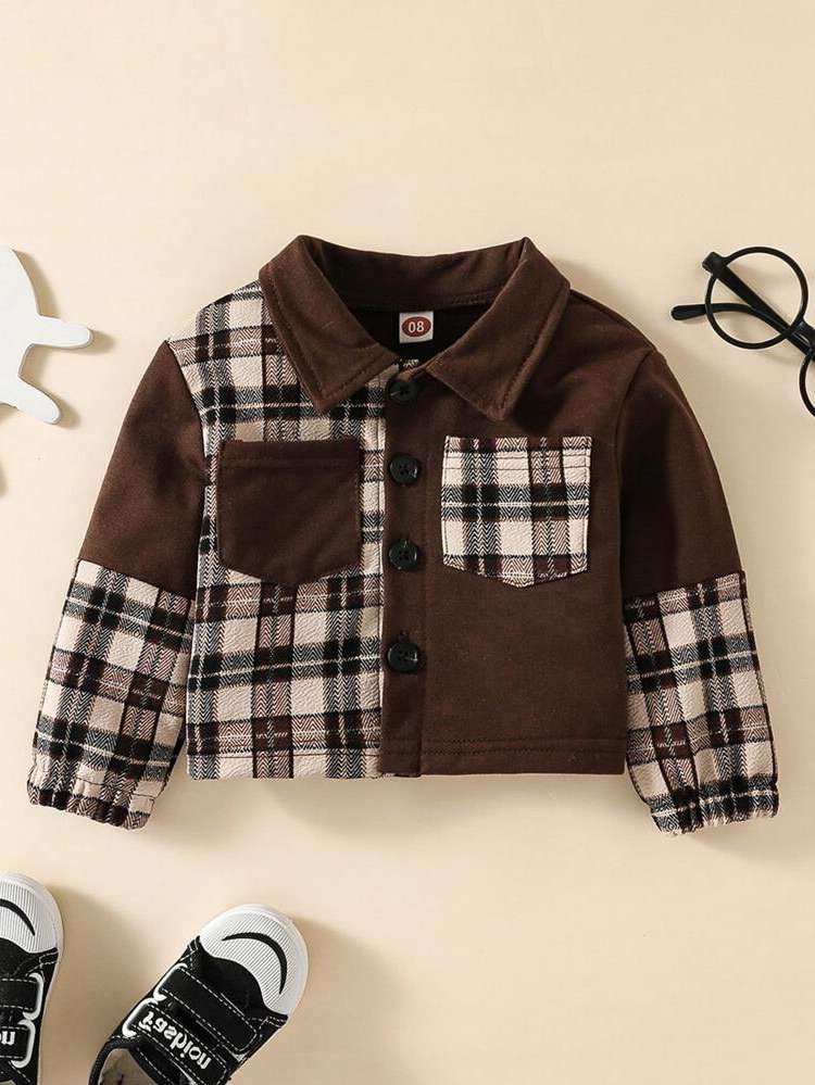 Long Sleeve Preppy Button Front Regular Baby Clothing 9497