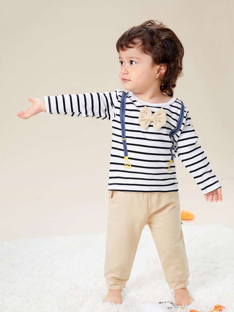  Striped Round Neck Baby Sets 902