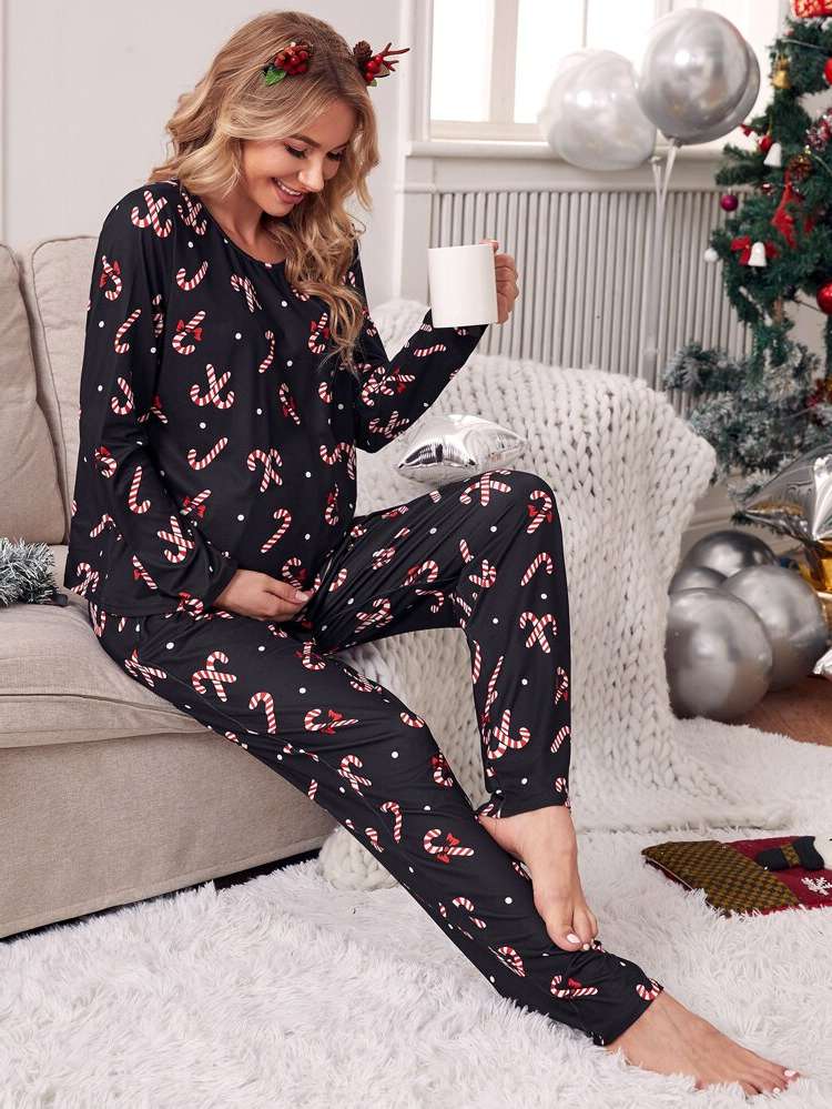  Christmas Round Neck Long Sleeve Maternity Lingerie  Loungewear 5171