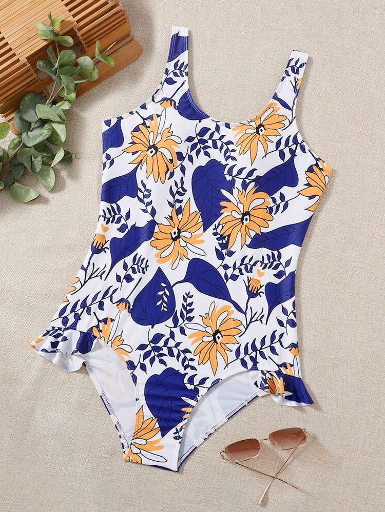 Scoop Neck  Ruffle Maternity Swimwear 367