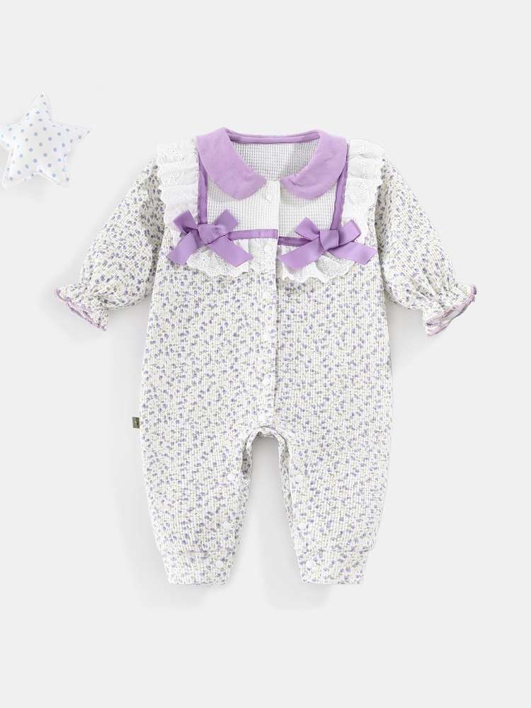 Peter Pan Collar Long Sleeve Baby Onesies 4509