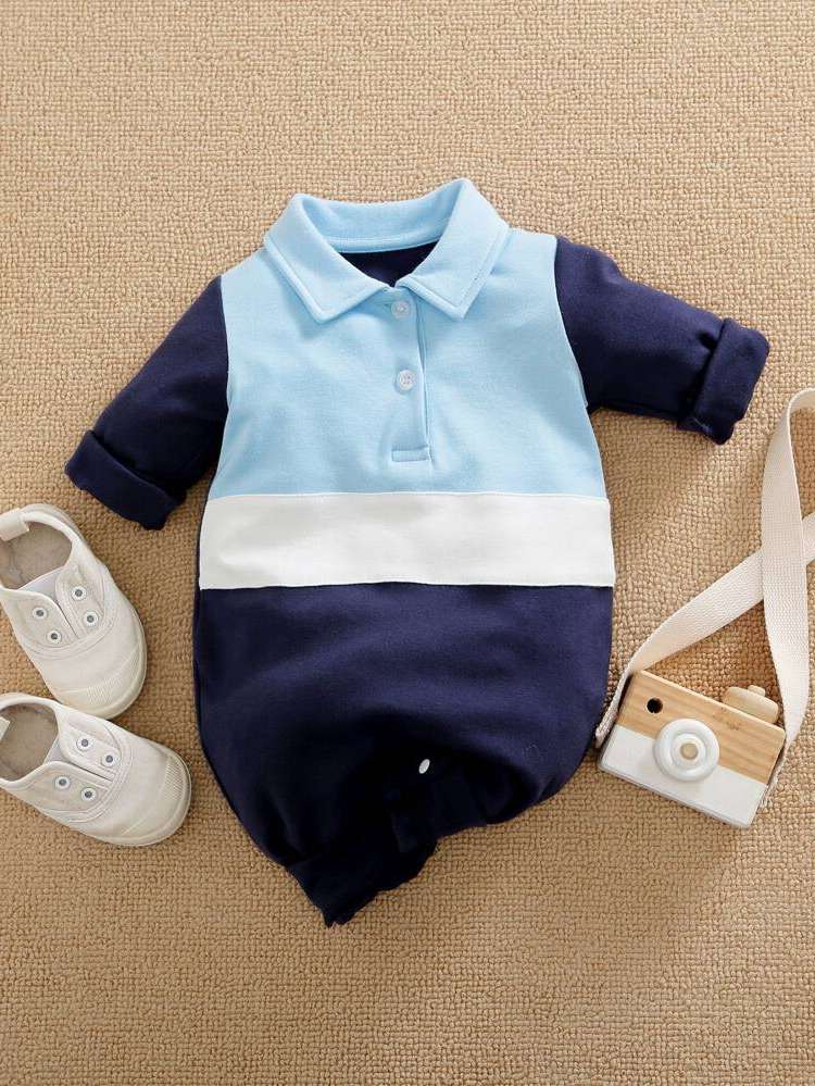 Multicolor Polo Casual Button Front Baby Onesies 243