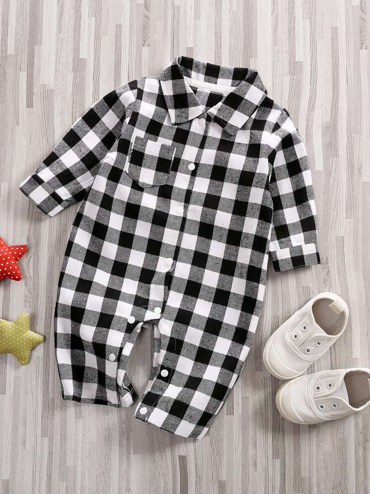  Gingham Long Sleeve Baby Clothing 7267