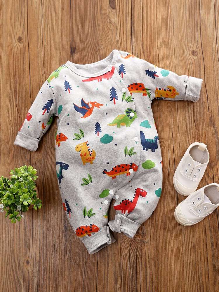 Multicolor All Over Print Long Sleeve Baby Onesies 390