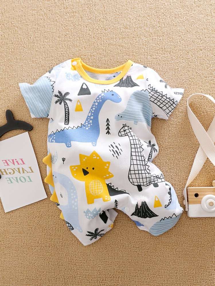 Round Neck Button Baby Onesies 8507