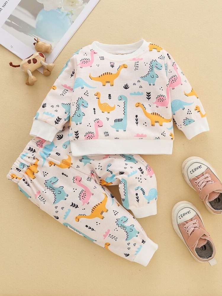 Multicolor Casual Long Sleeve Round Neck Baby  Mom 7628