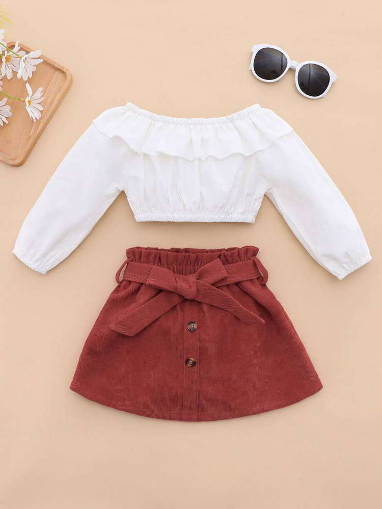 Ruffle Casual Colorblock Baby Clothing 145