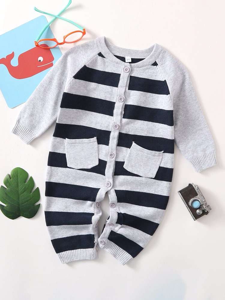 Round Neck Regular Fit Long Baby Sweater Onesies 8984