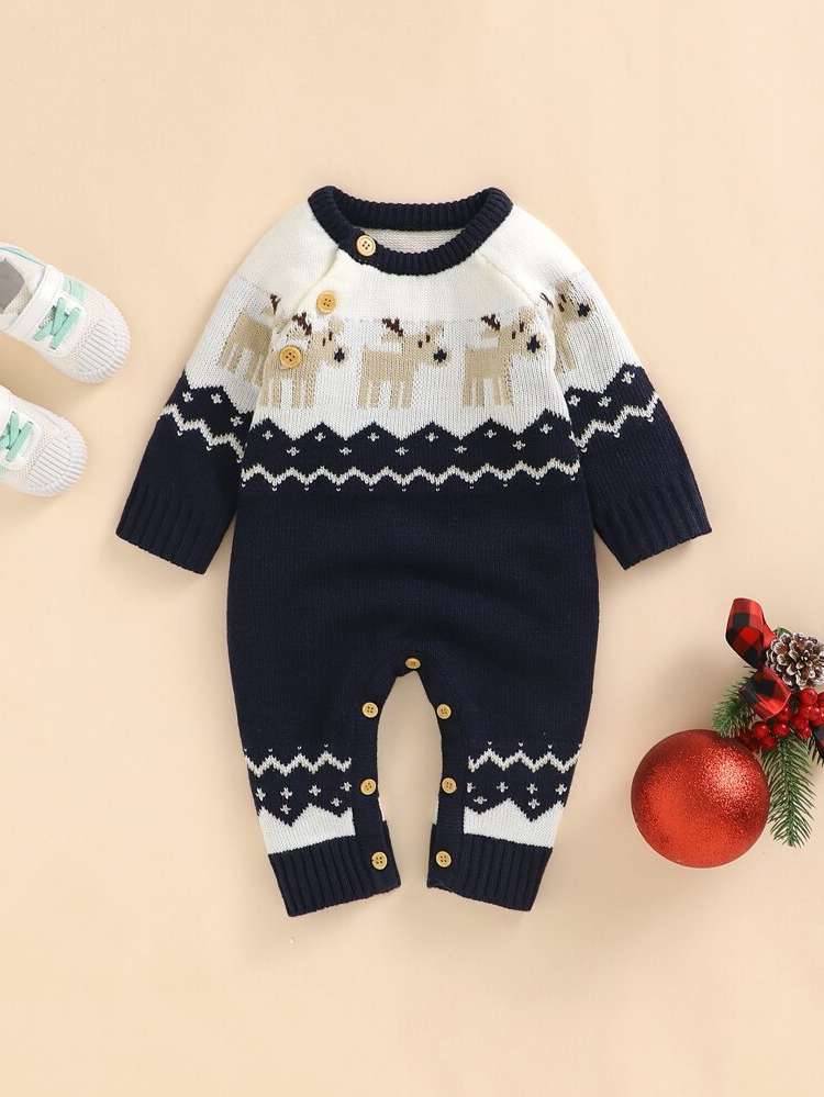 Long Sleeve Casual Christmas Baby Sweater Onesies 396