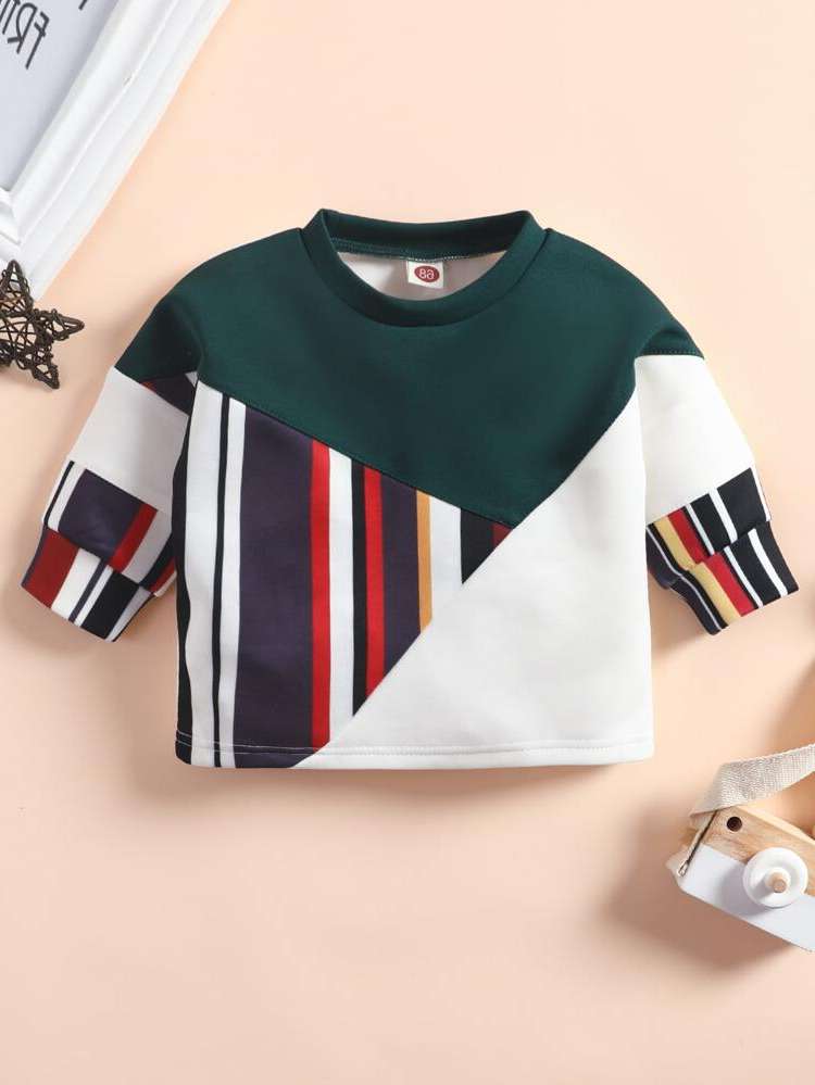  Long Sleeve Colorblock Baby Tops 6455