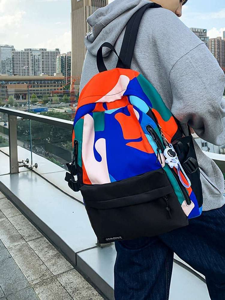  Colorblock Multicolor Men Backpacks 527