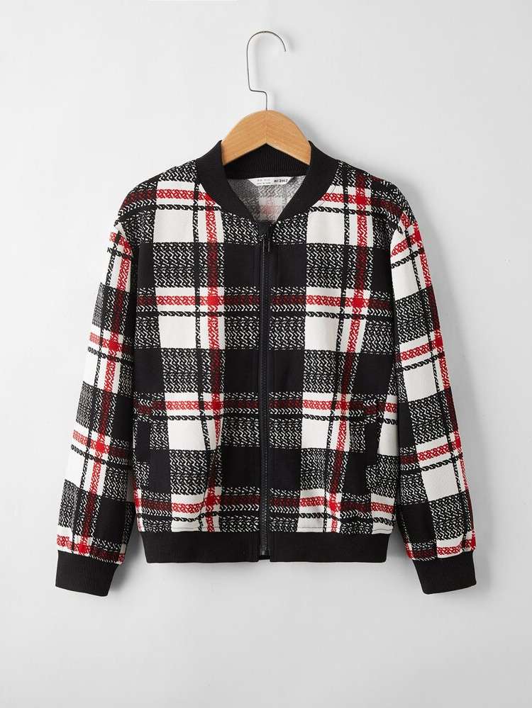 Preppy Regular Fit Multicolor Plaid Boys Jackets 806