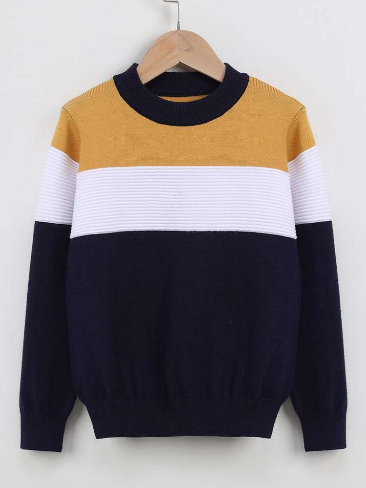 Colorblock Casual Long Sleeve Boys Sweaters 8530