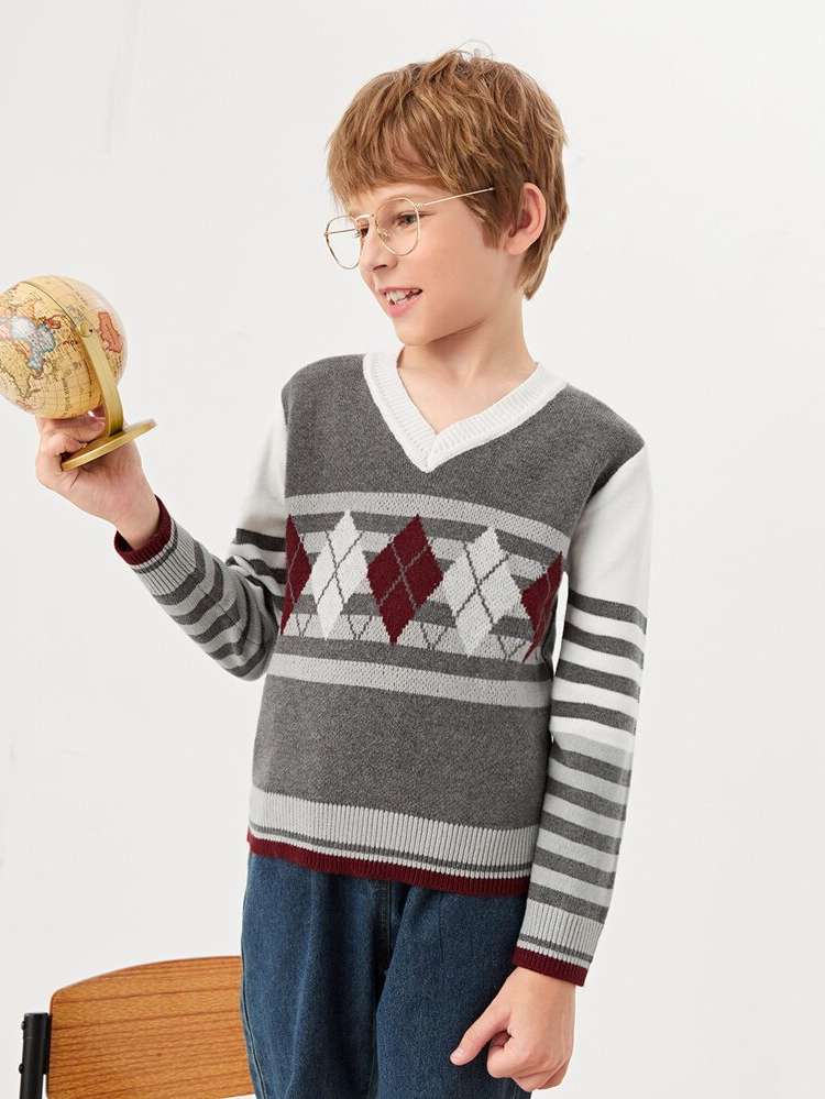  Preppy Striped Boys Sweaters 2282