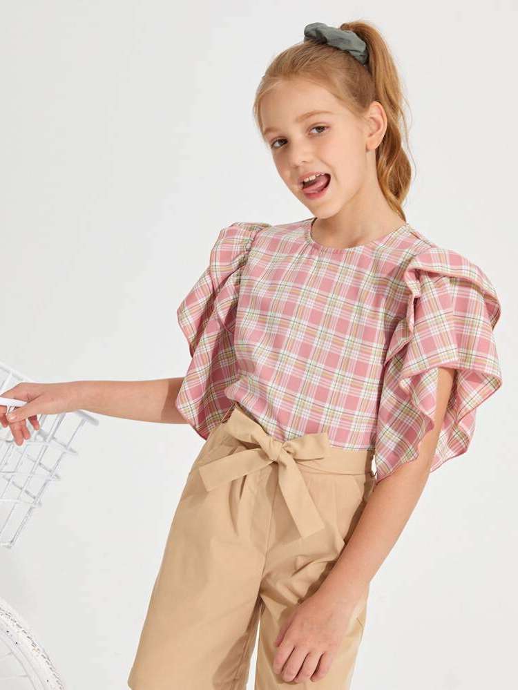  Tartan Short Sleeve Girls Clothing 9730