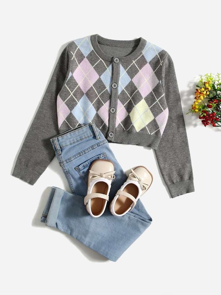 Casual Geometric Multicolor Girls Clothing 5274