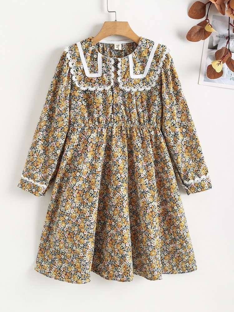 Floral Long Sleeve Midi Regular Fit Kids Clothing 6483