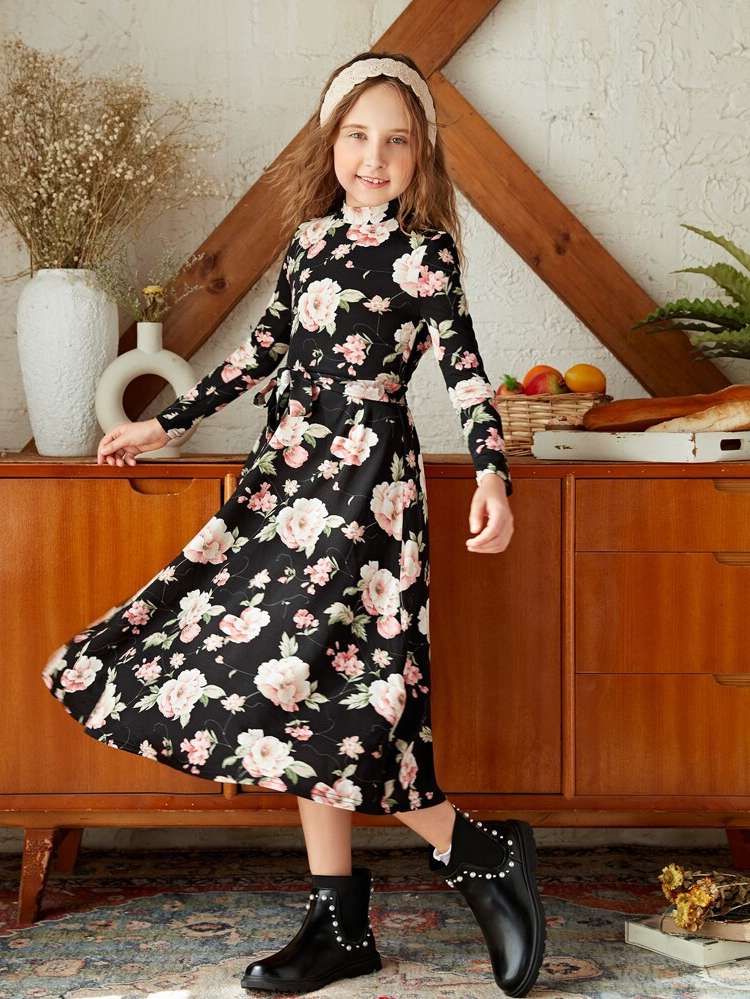  Long Multicolor Long Sleeve Girls Dresses 9826