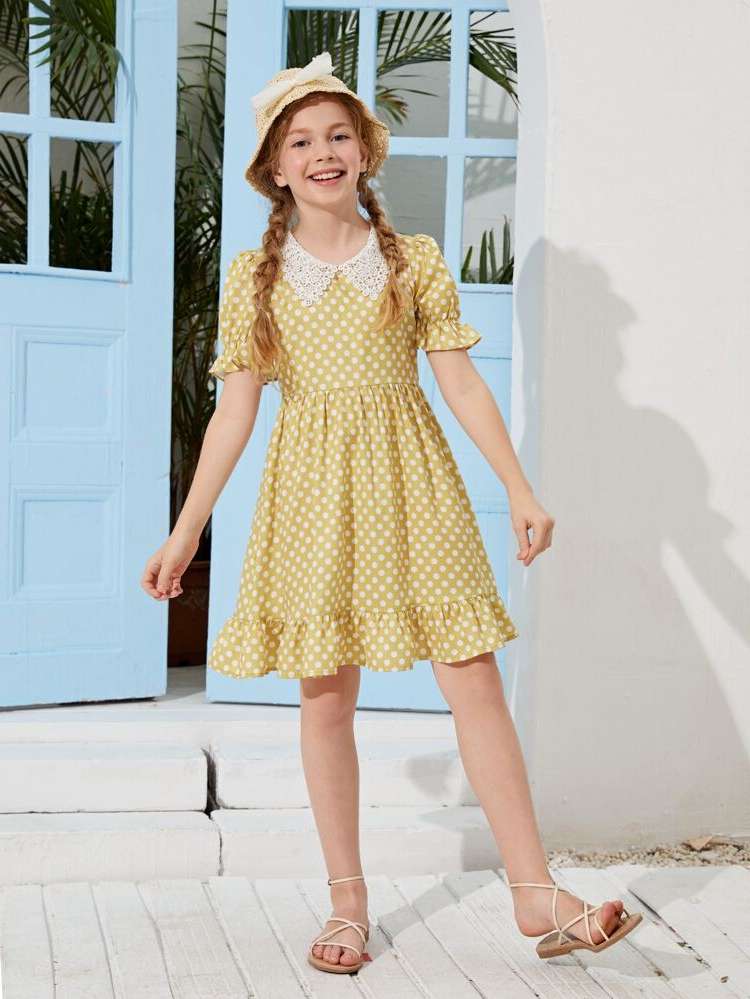 Short Peter Pan Collar Short Sleeve Cute Girls Clothing 412