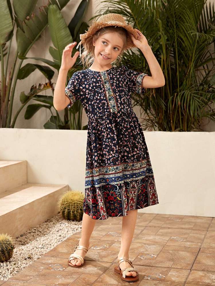  Multicolor Boho Midi Girls Dresses 515