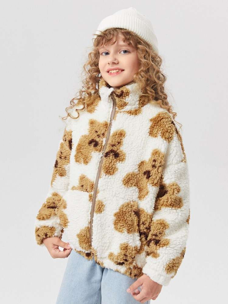 Cartoon Long Sleeve Multicolor Girls Jackets 7707