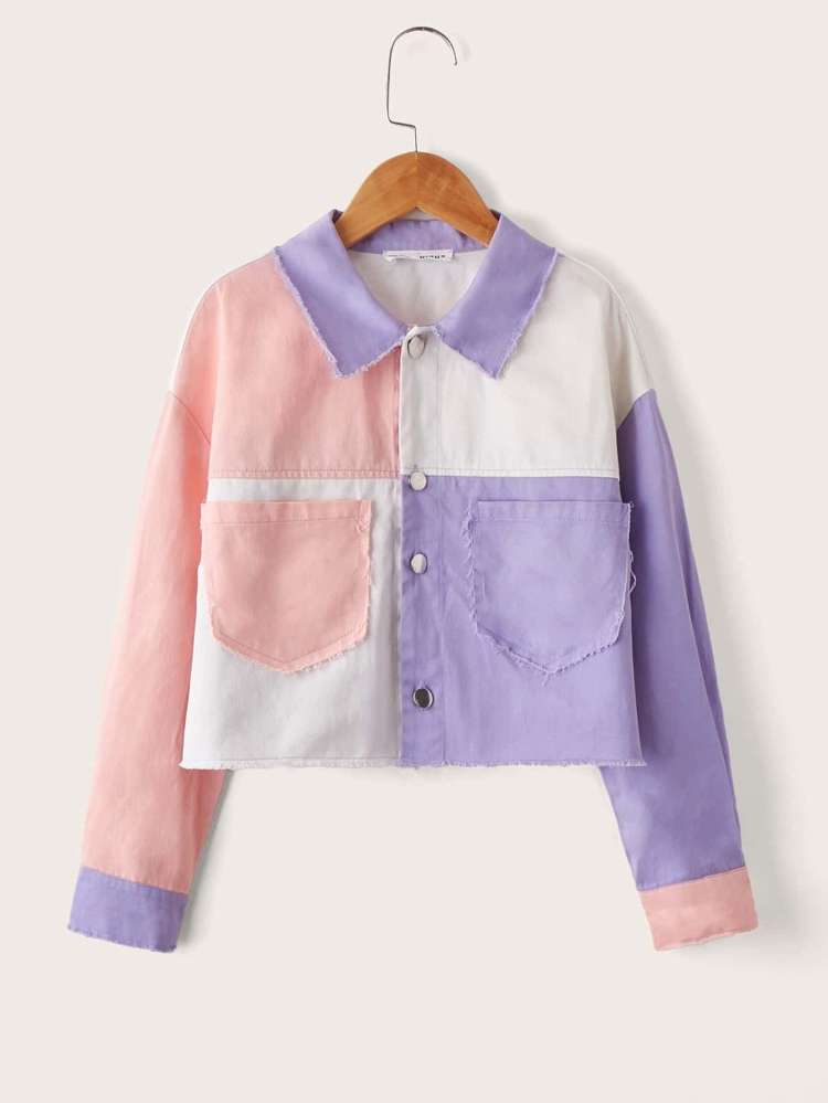 Casual Colorblock Regular Girls Jackets 3794