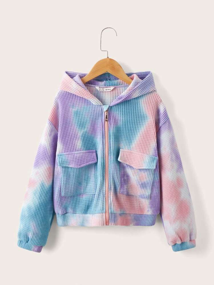 Long Sleeve Tie Dye Hooded Girls Jackets 6564