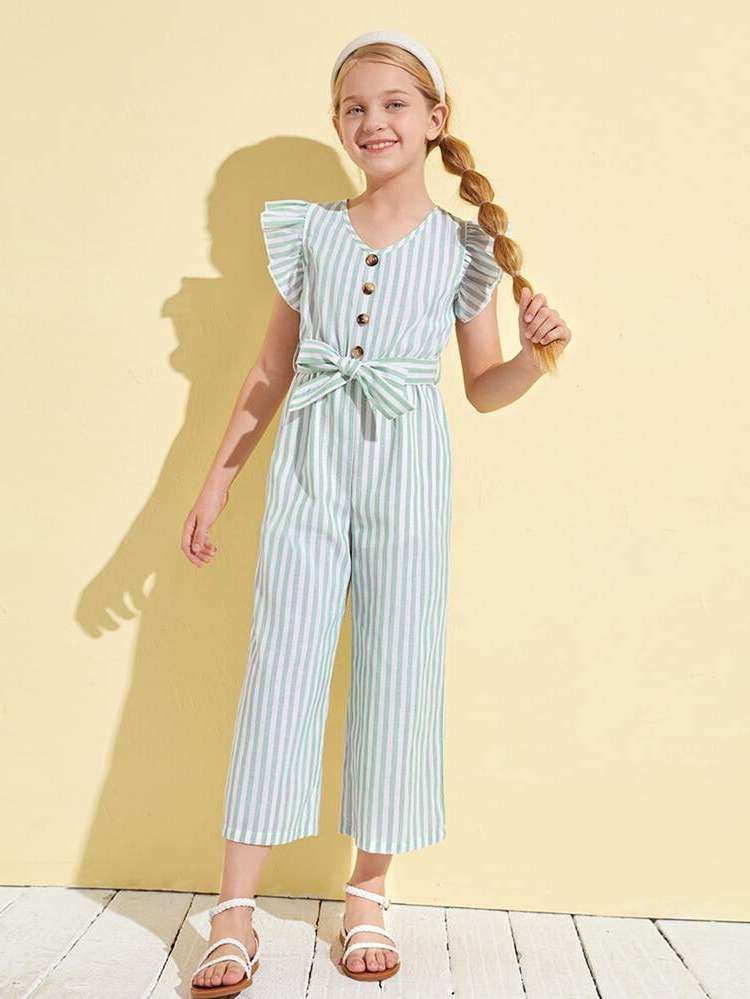 Regular Fit Boho V neck Girls Jumpsuits 6345