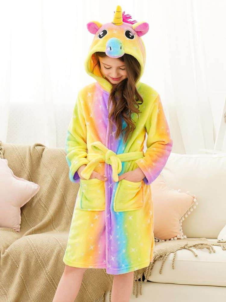 Cartoon Hooded Multicolor Kids Underwear  Sleepwear 3465