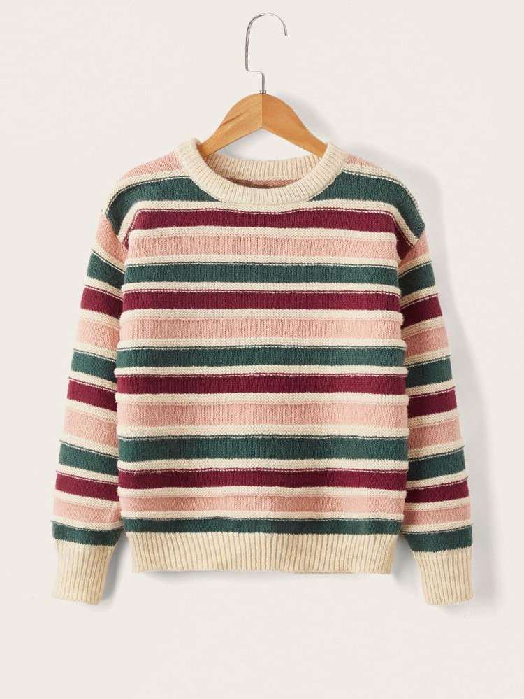 Regular Striped Multicolor Girls Sweaters 7927