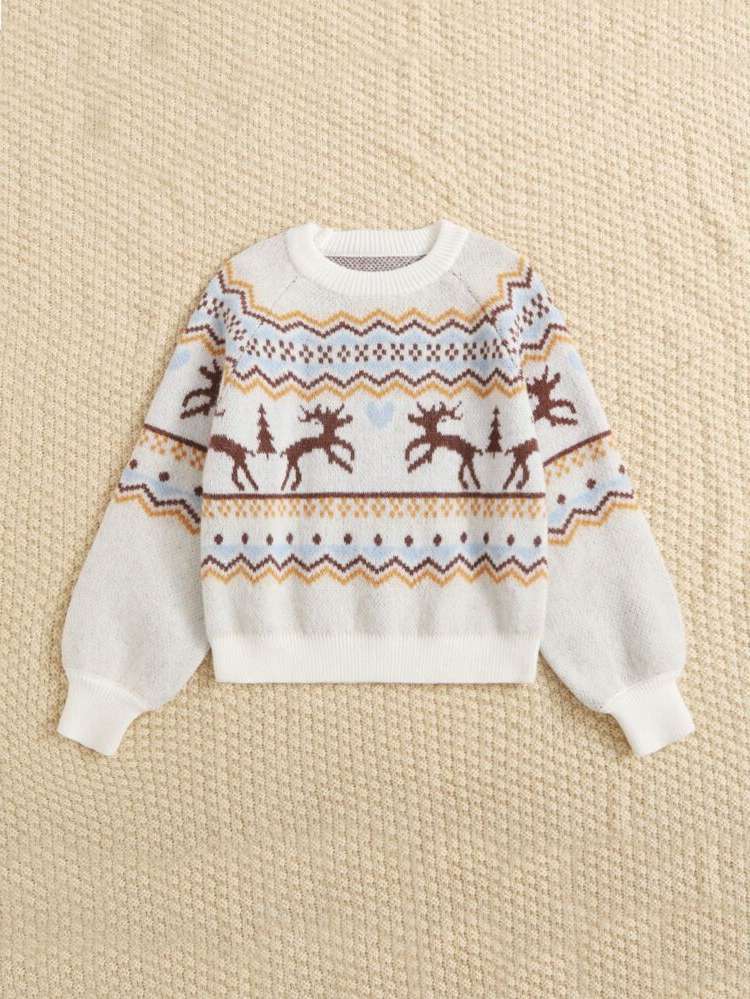 Round Neck Christmas Casual Girls Sweaters 9407