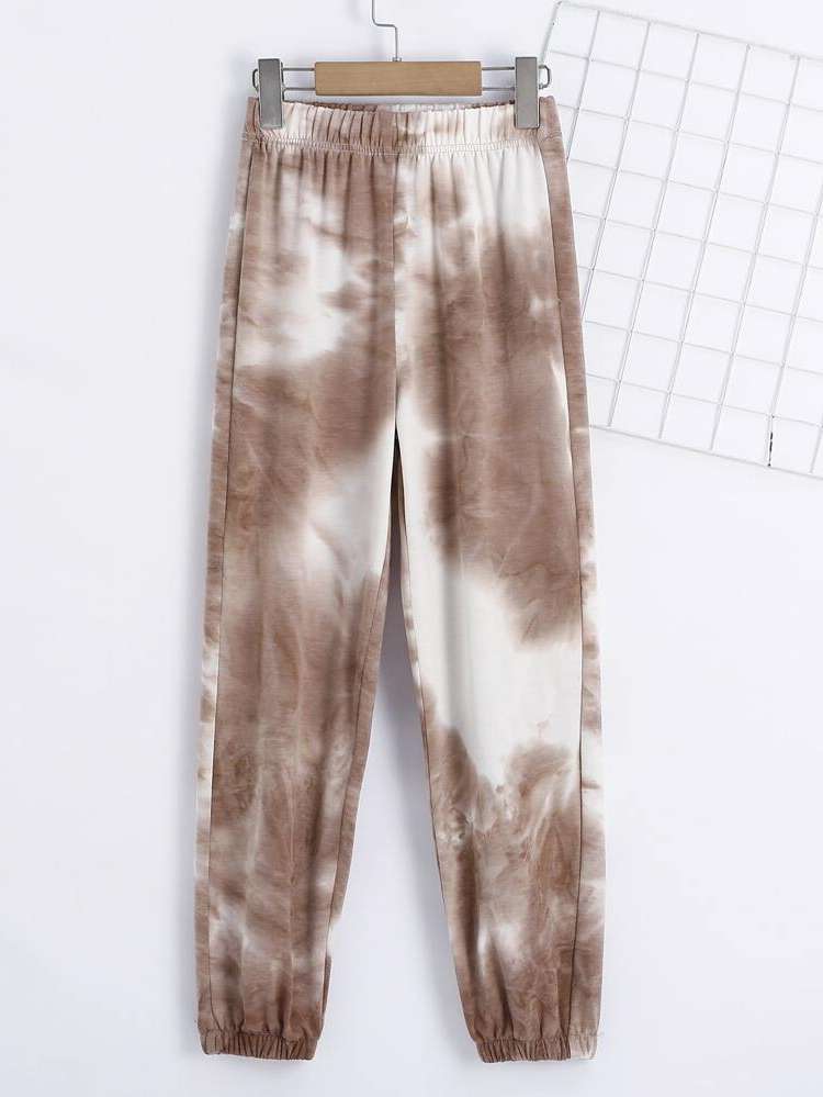 Long Tie Dye Regular Fit Girls Sweatpants 9852