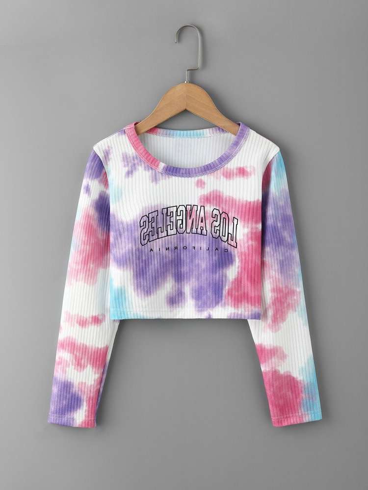 Multicolor Regular Fit Tie Dye Round Neck Girls T-Shirts 6728