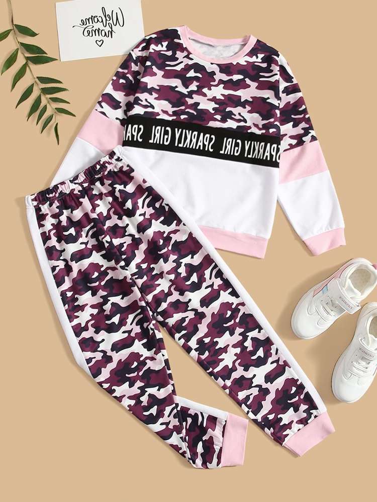 Long Sleeve  Casual Girls Two-piece Outfits 915