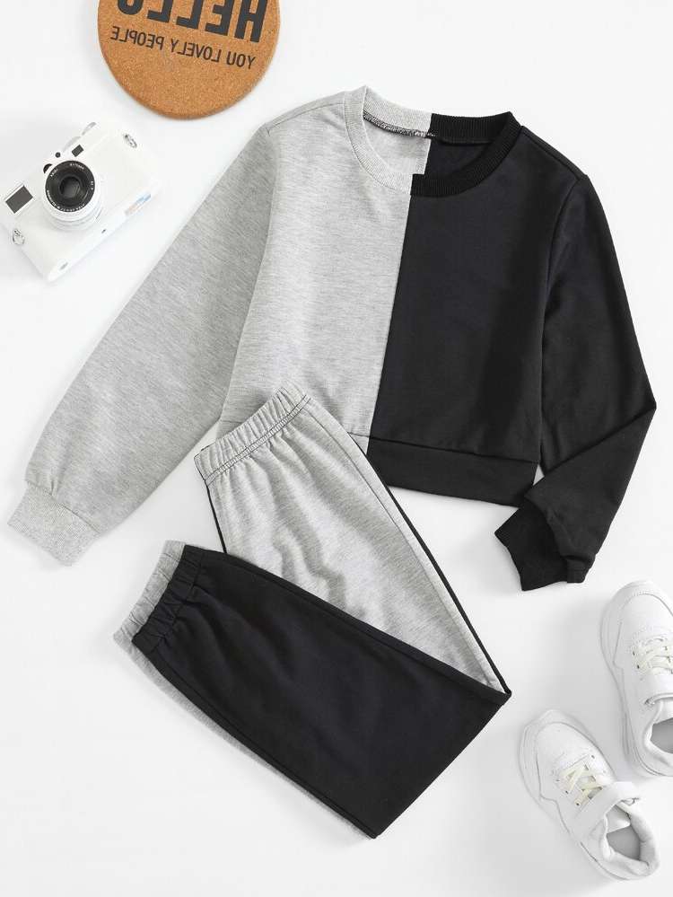 Multicolor Colorblock Casual Long Sleeve Kids Clothing 4208