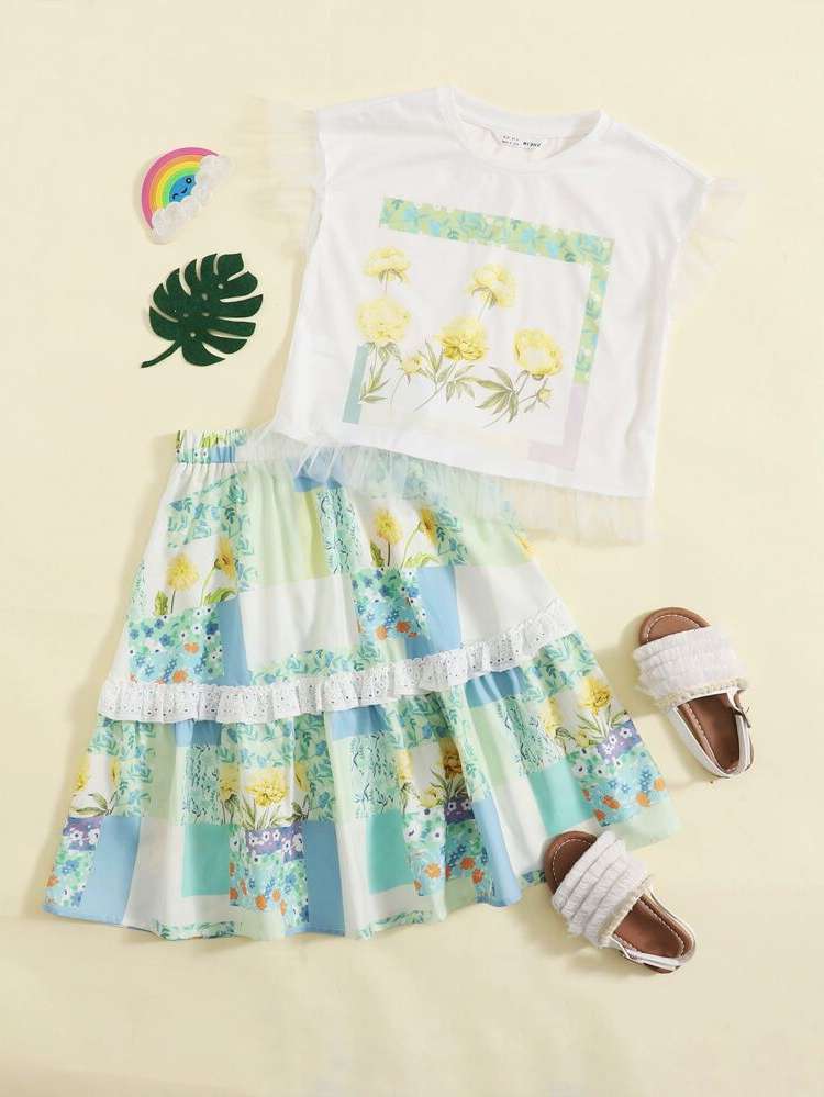 Sleeveless Ruffle Multicolor Girls Clothing 562