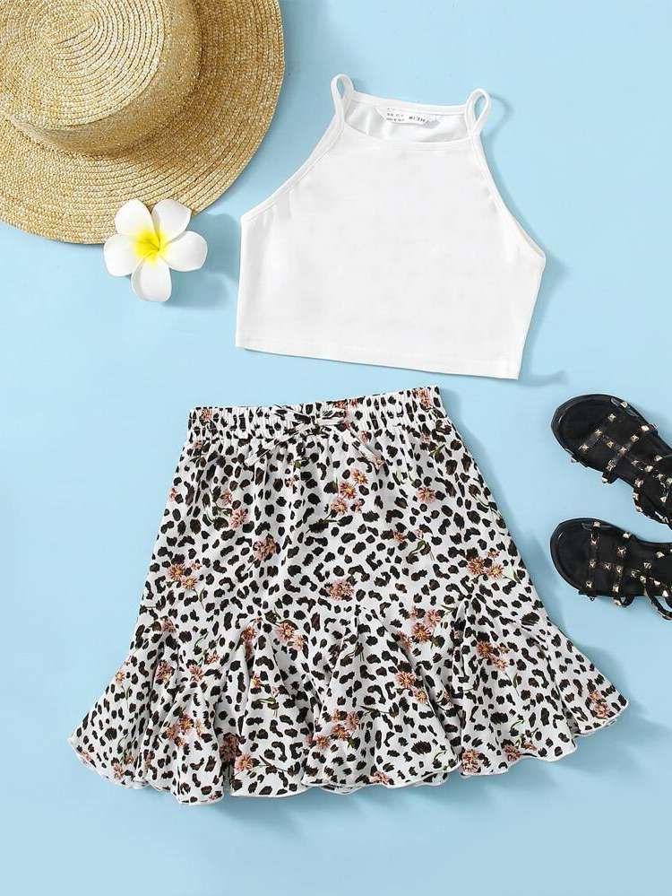  Leopard Casual Sleeveless Girls Clothing 614