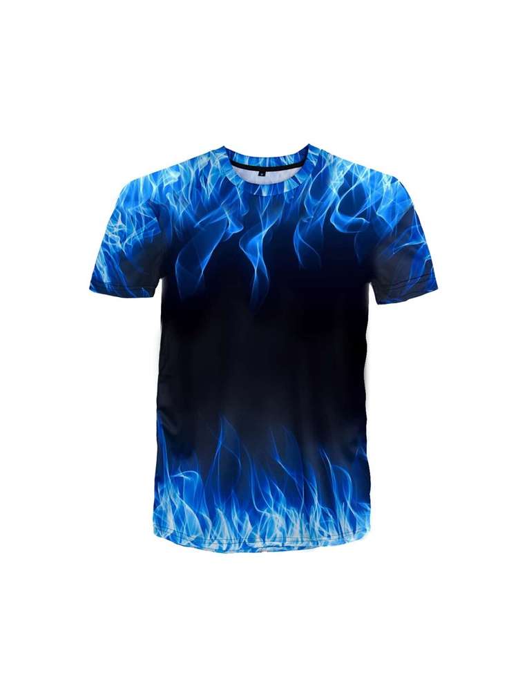 Fire Round Neck Short Sleeve Boys Tops 573