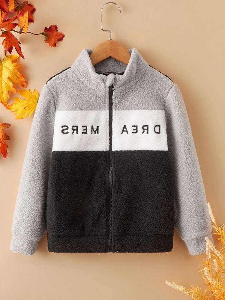  Funnel Neck Letter Casual Kids Clothing 2509