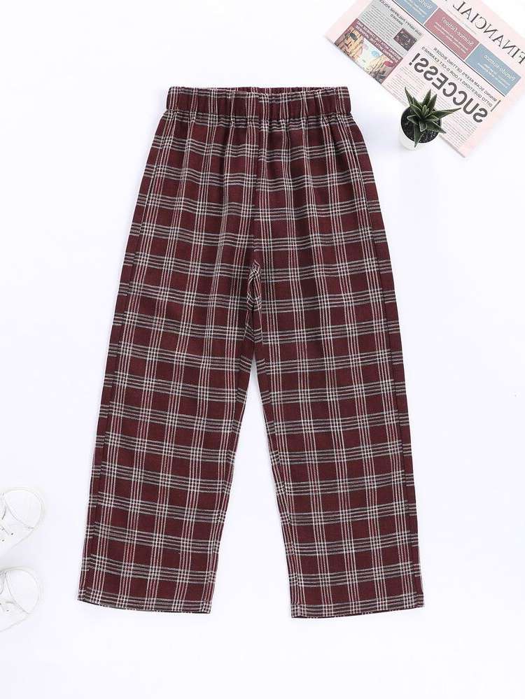 Cropped Plaid Casual Girls Clothing 3310