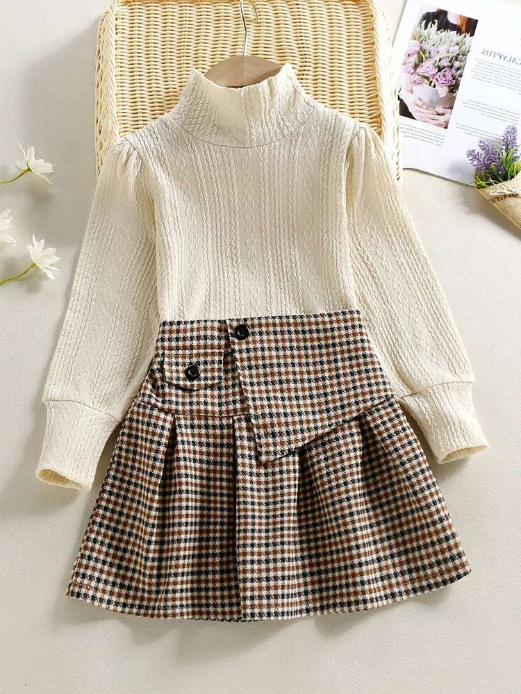 Multicolor Dressy High Neck Girls Clothing 34