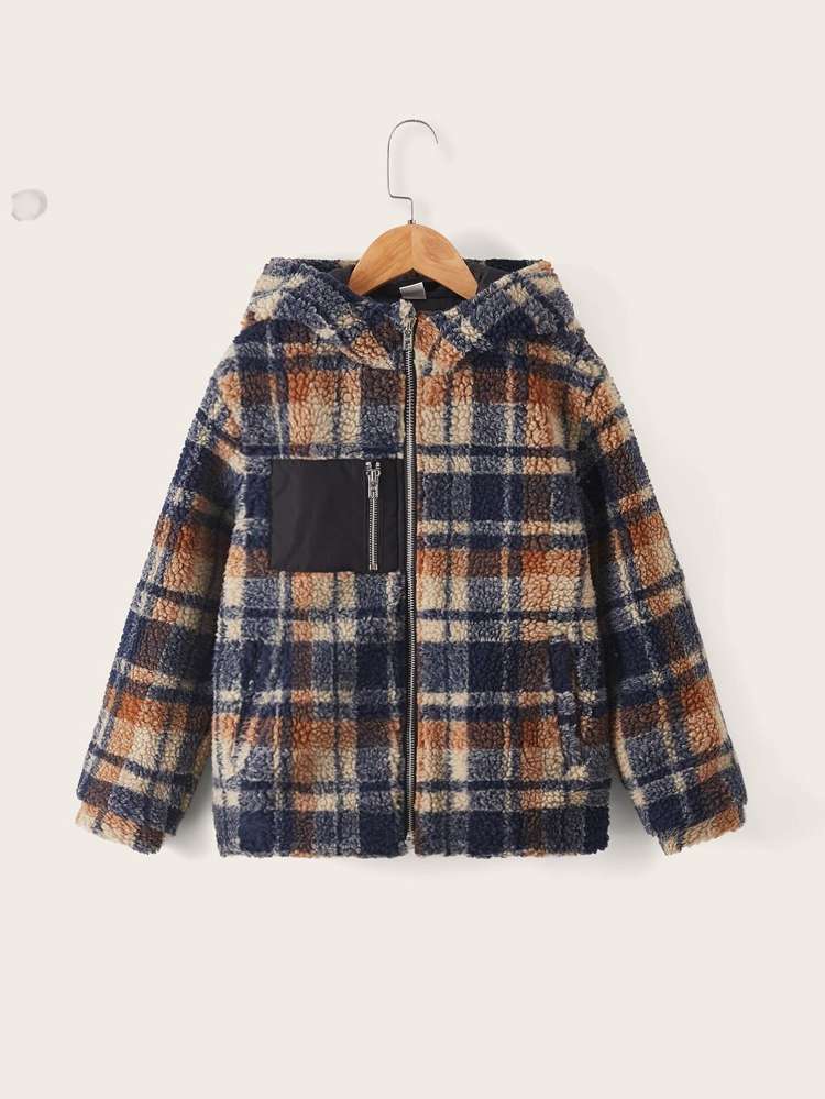 Pocket Regular Plaid Kids Clothing 1540