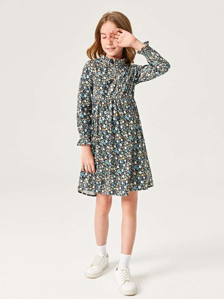 Long Sleeve Regular Fit Ditsy Floral Kids Clothing 524