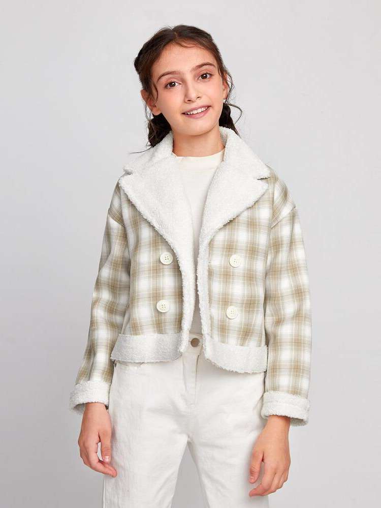  Casual Double Button Plaid Kids Clothing 277