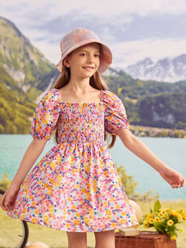 Floral Boho Short Girls Dresses 6407