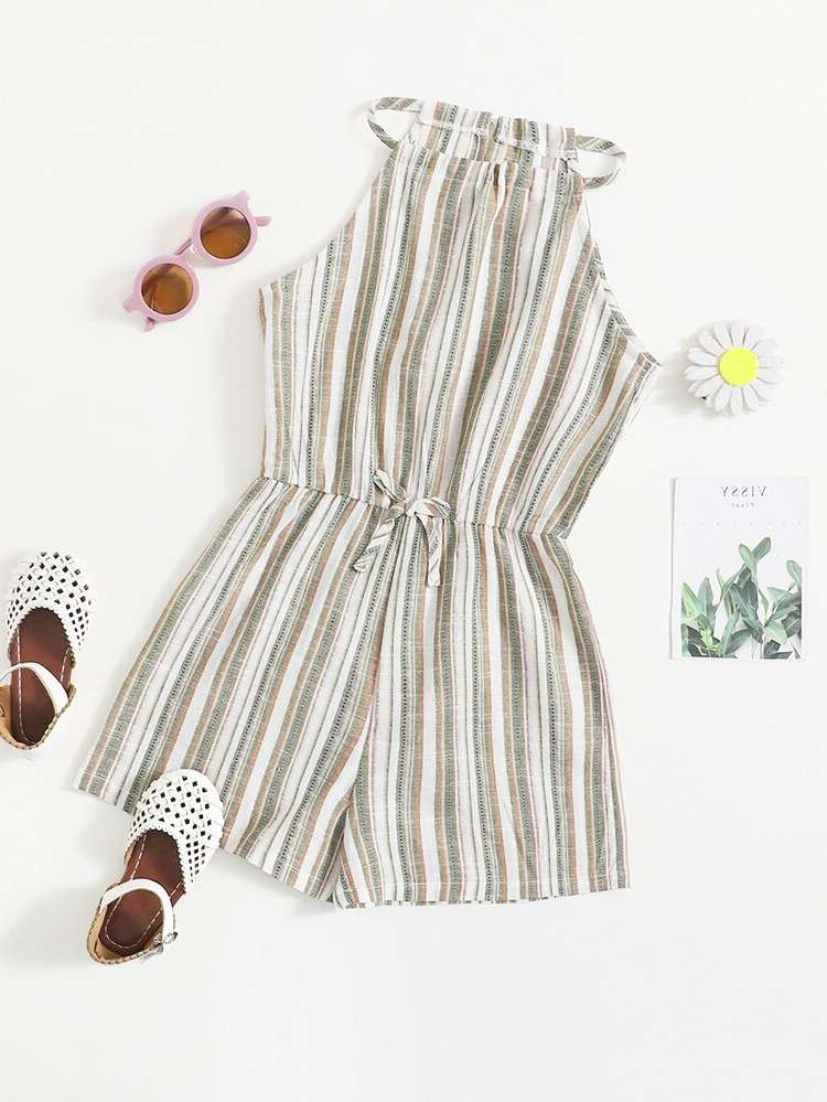 Short Sleeveless Striped Kids Clothing 4965