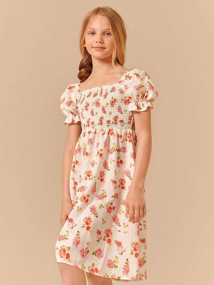 Midi Frill Floral Girls Dresses 3210